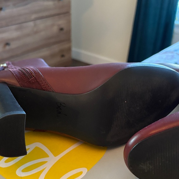 Boden Maroon Leather Heeled Boots - Picture 7 of 10